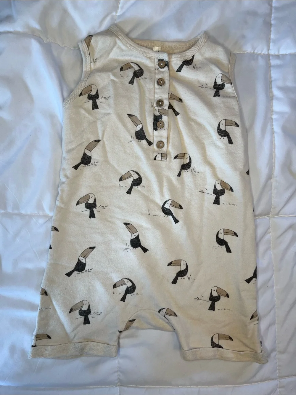 Rylee + Cru Cream Toucan Sleeveless Romper